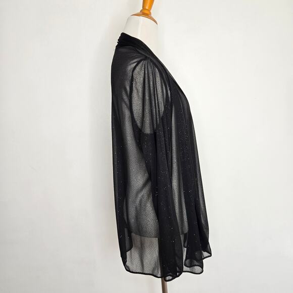 Fairy Grunge Sheer Glitter Jacket Women Black Sparkly Whimsigoth Open XL - Picture 2 of 10